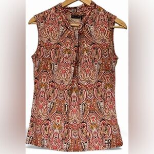 NWT TAHARI WOMAN SLEEVELESS BEAUTIFUL DESIGN FALL COLORS BLOUSE SMALL